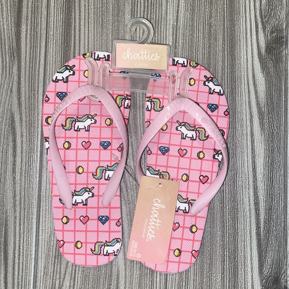 Chatties Pink Unicorn Kids Flip Flops
